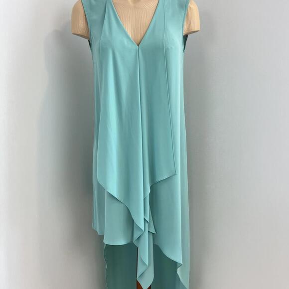 No Brand Women's Small Aqua Blue Sleeveless Hi Low Midi Dress Draped Cover Up - Picture 2 of 12